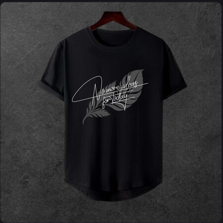  Unisex Oversize Modern Boy Pamuklu Etek Oval Siyah Baskili T-shirt